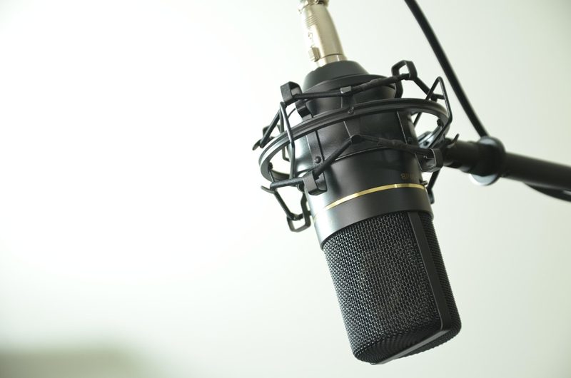 Illustration: A studio microphone in a shock mount