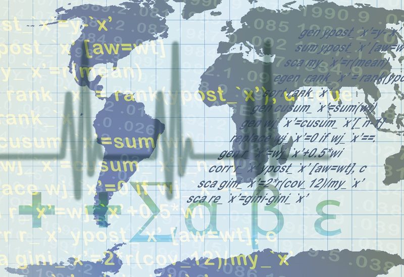 Illustration: A world map with various financial symbols and numbers