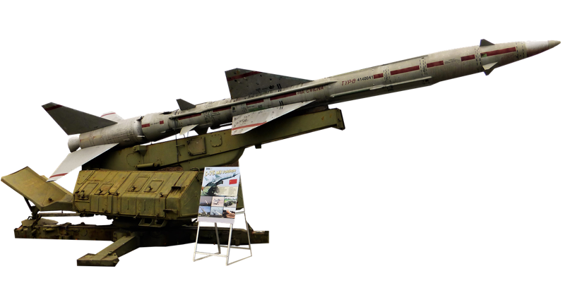 Illustration: A grey and white missile on a green launcher