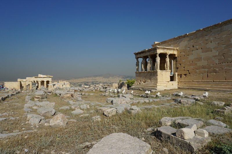 Illustration: Acropolis of Athens with ancient ruins under a clear blue sky