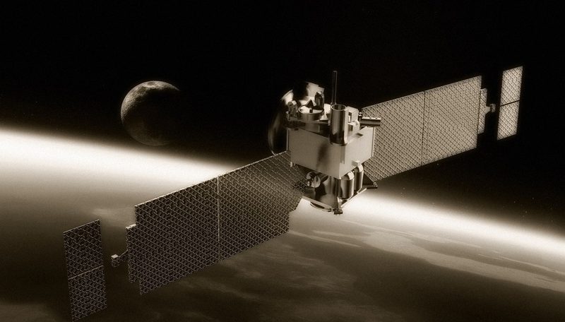 Illustration: A satellite in space with a planet behind it