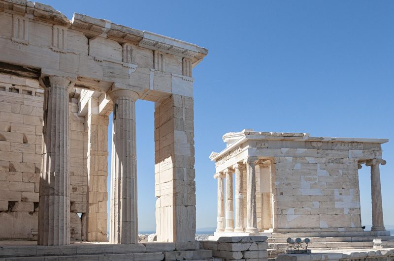 Illustration: The Parthenon temple ruins on the Acropolis in Athens