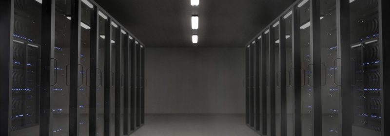 Illustration: A server room with rows of server racks