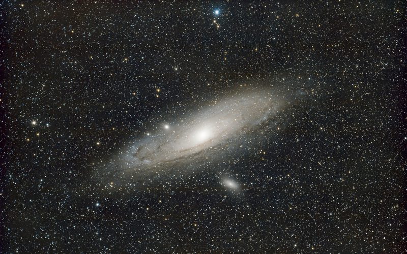 Illustration: A spiral galaxy shines brightly amidst a dense field of stars